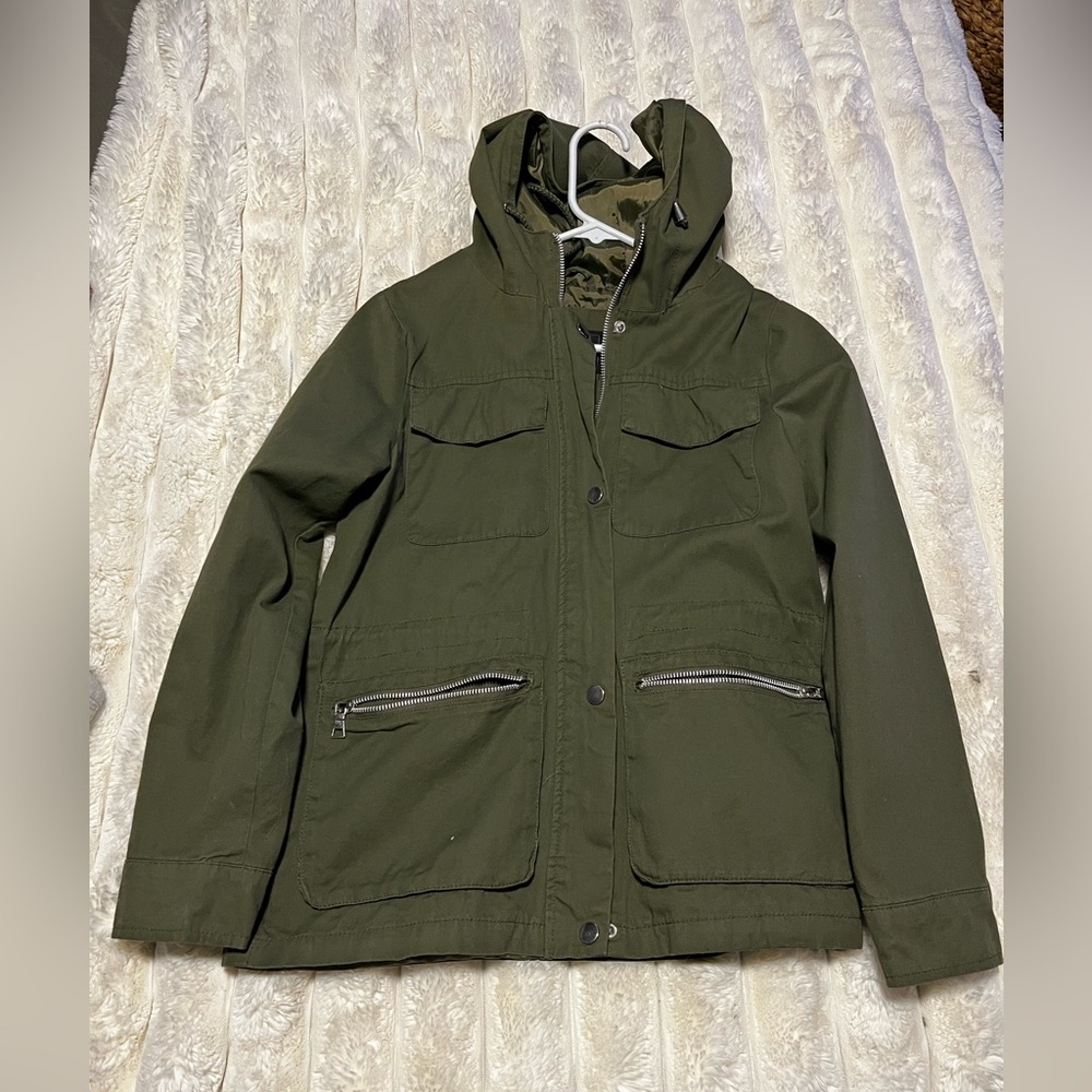 Miss London black tag size small zipper jacket dark green